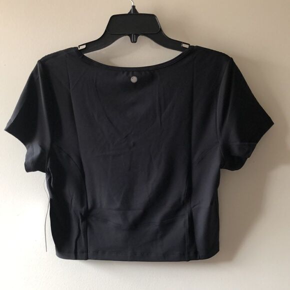 Yogalicious Nude Tech Cropped Top V-neck Size XL Black NWT - Picture 2 of 4